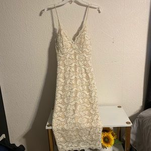 white lace midi dress